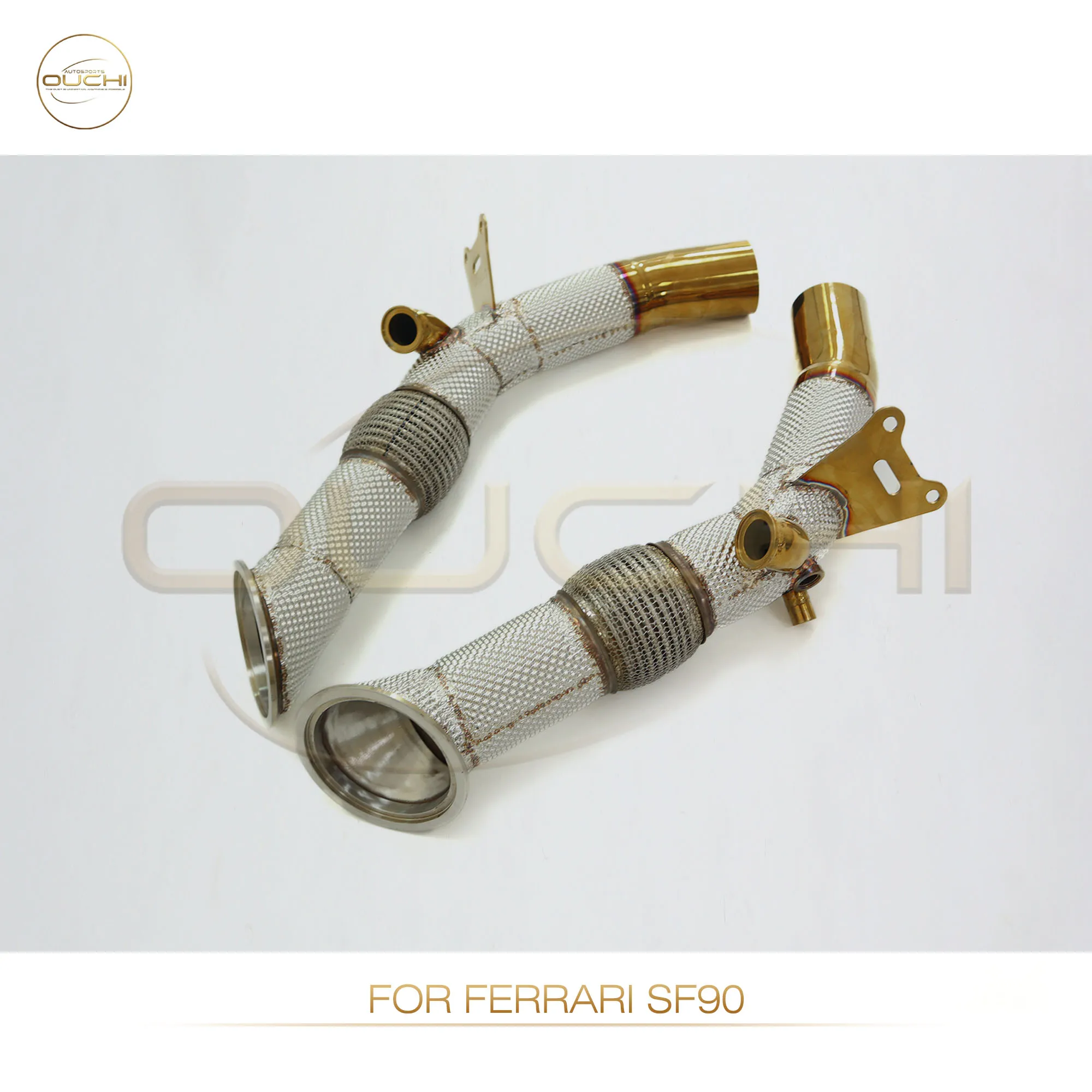

For Ferrari SF90 Stradale Exhaust Downpipe Gold-Plated Stainless Steel Downpipe Hybrid Sound Upgrade