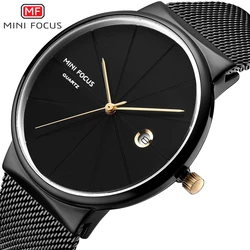 MINI FOCUS Multifunctional Casual Quartz Watch Mens Watches Waterproof Chronograph Wrist Watch with Date Luminous Hands 0176G