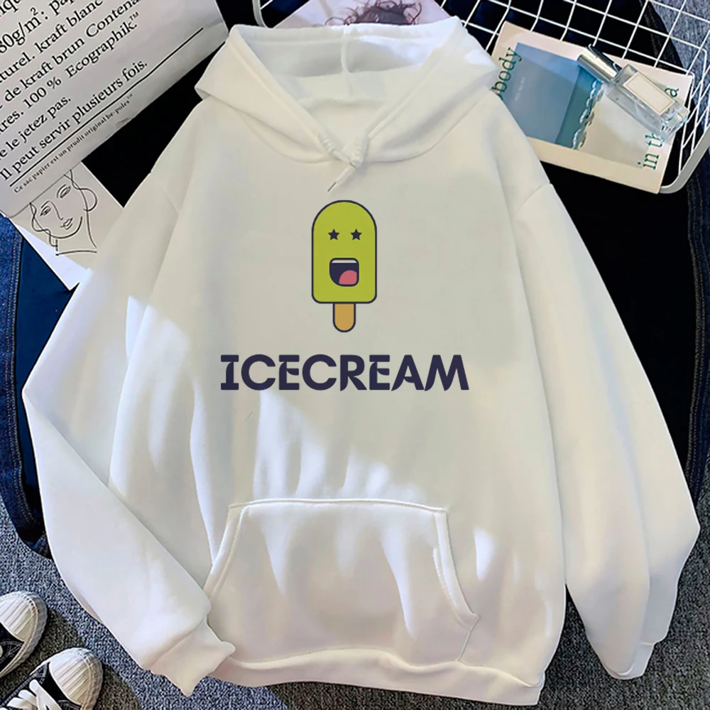 Icecream hoodies dames Winter streetwear kleding vrouwelijk fleece shirt met capuchon