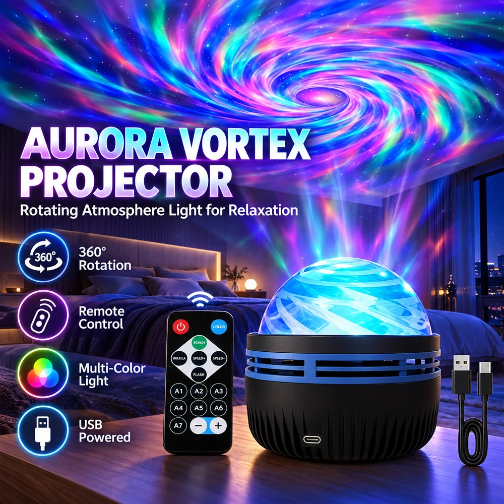 Aurora Galaxy Projection Light Voice Activated Color Changing LED Star Lamp Auto Rotating For Party KTV Atmosphere Lighting