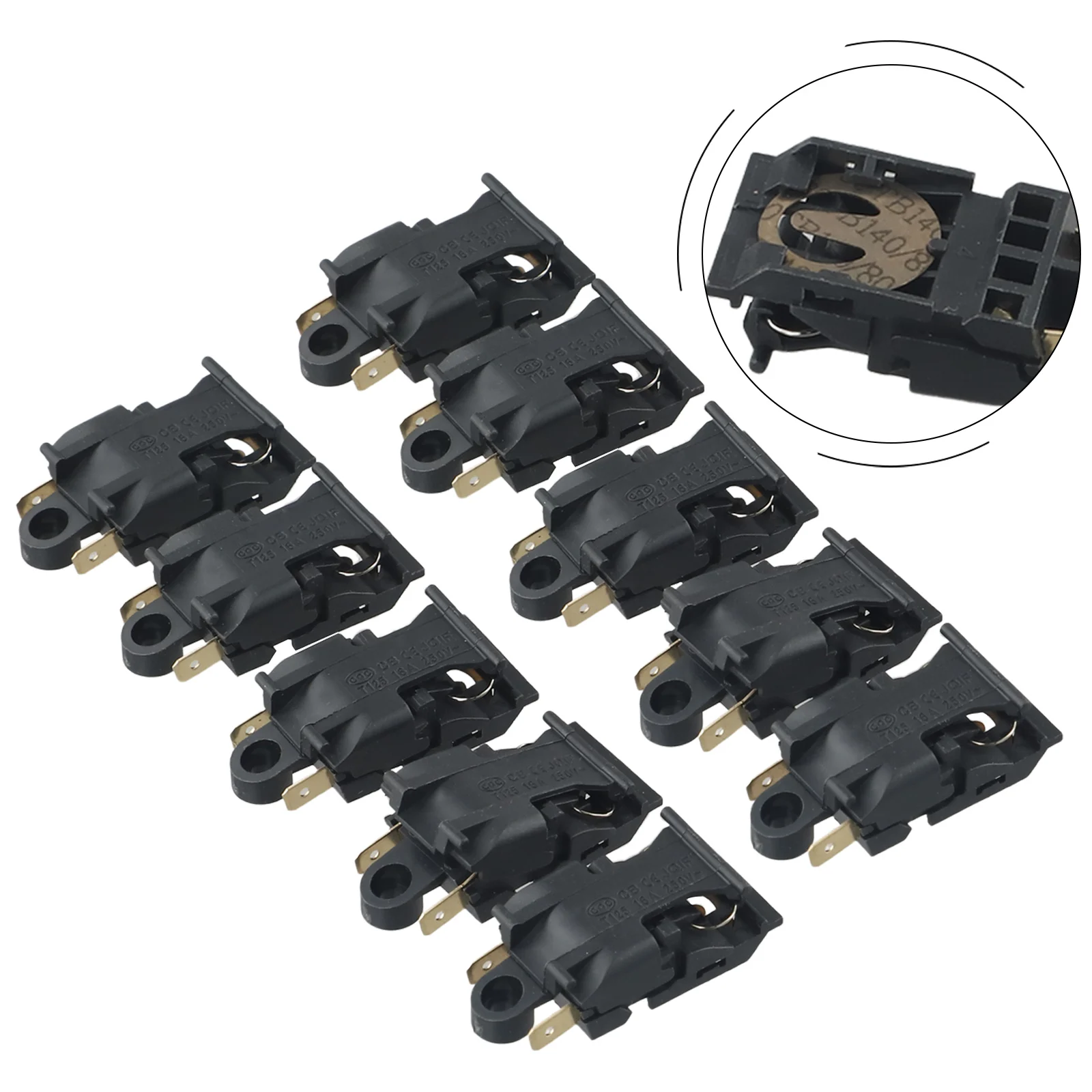 10pcs 16A 250V Electric Kettle Switch Kettle Thermostat Temperature Control XE-3 JB-01E 16A 2 Pin Switch Power Tool Accessories