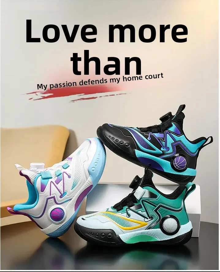 

Men's Breathable Summer Basketball Shoes Professional Training Student Sports Shoes Mid-Top Rotating Buckle Middle School Runnin