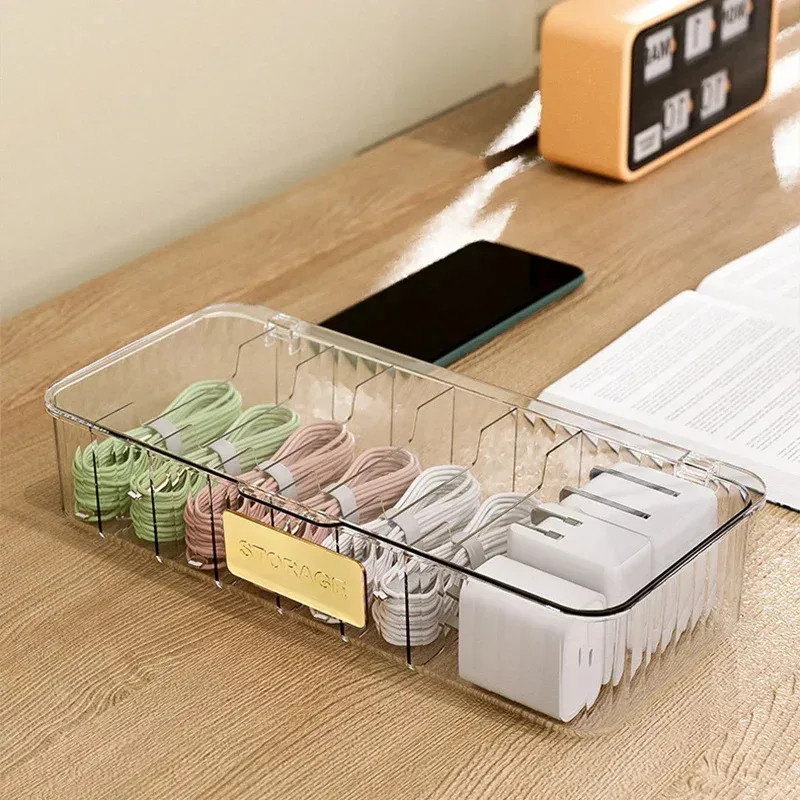 Reusable data storage charger, home travel cable storage box with 7 compartments Cable organizer