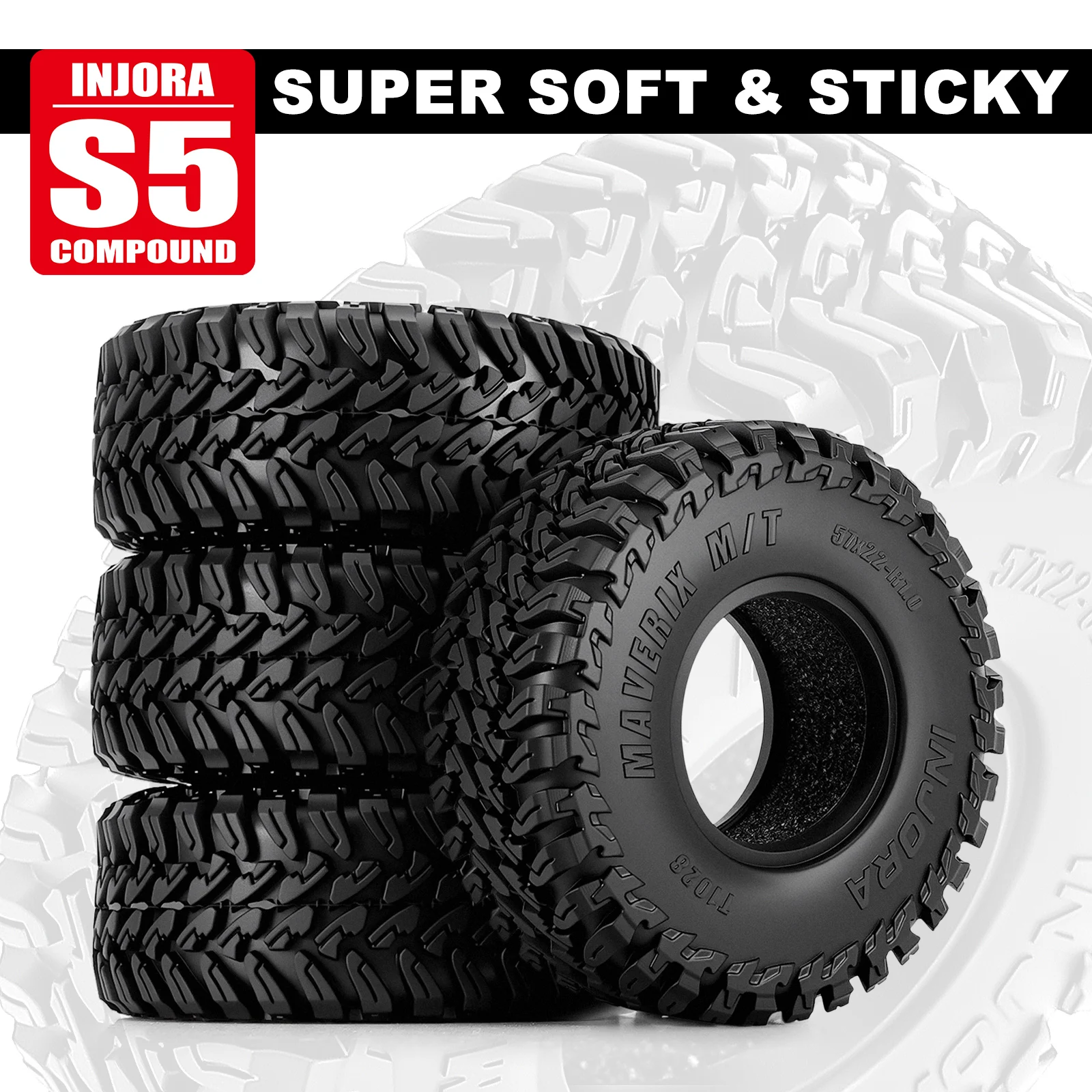 ยาง INJORA 57*22 มม. 1.0 นิ้ว รุ่น MAVERIX M/T สำหรับรถบังคับวิทยุแบบ Crawler ขนาด 1/18 1/24 (T1028)