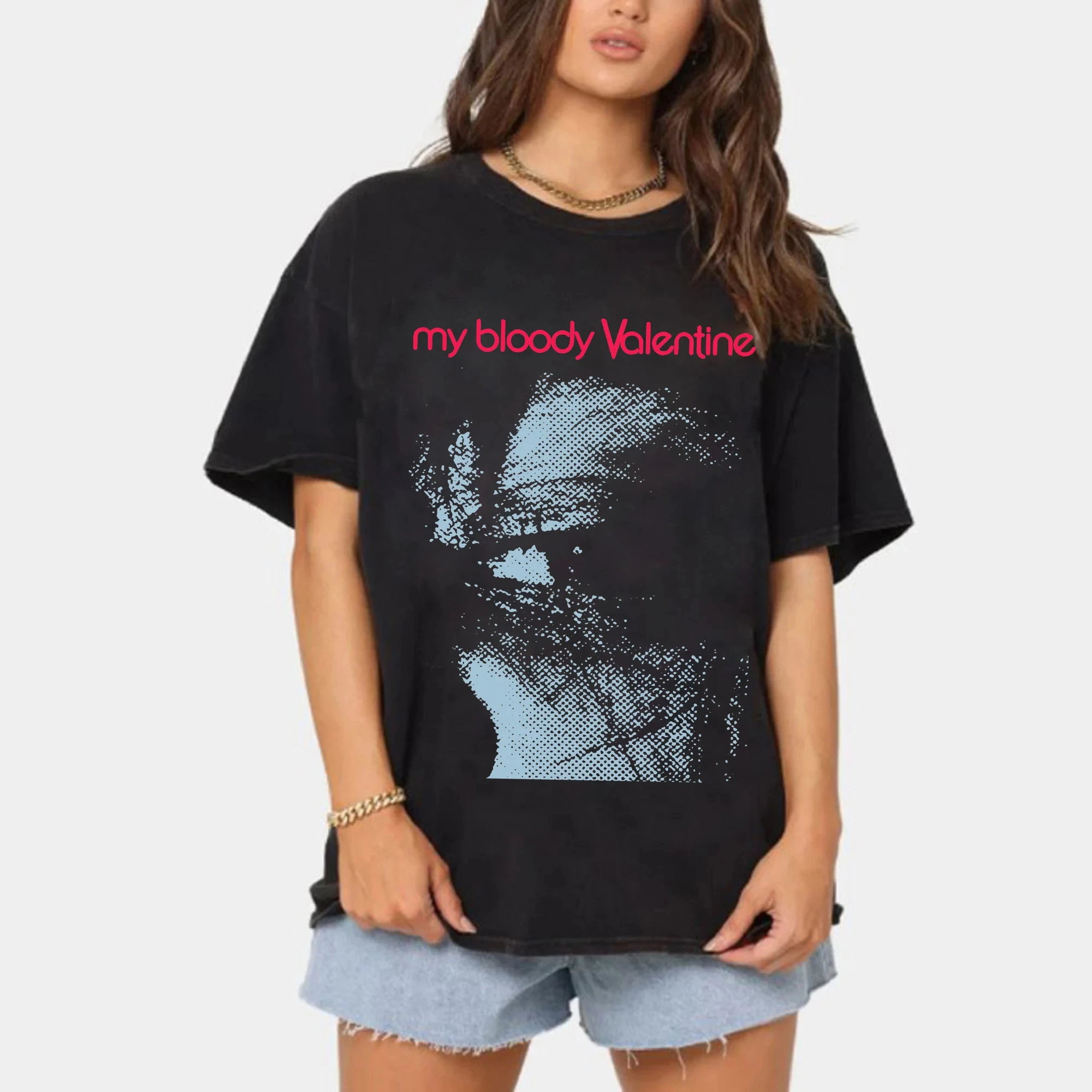 T-shirt Oversize Estiva da Donna Plus Size My Bloody Valentine Unisex in Cotone Traspirante Elegante Versatile Stile Streetwear