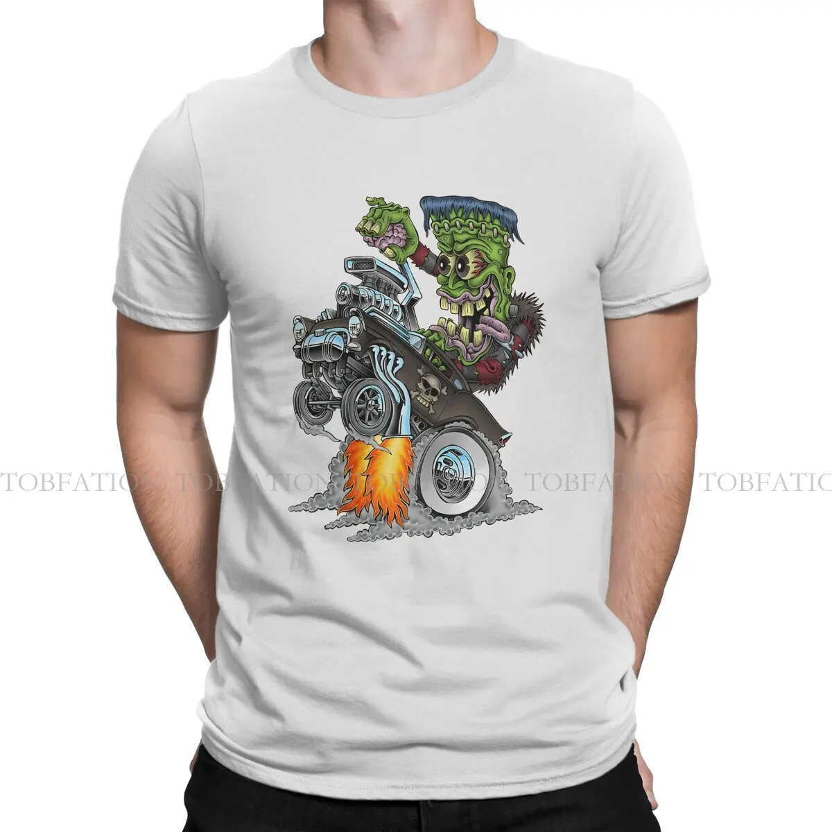 Frankenstein TShirt for Men Wheelie Humor Leisure Sweatshirts T Shirt Novelty Trendy Fluffy