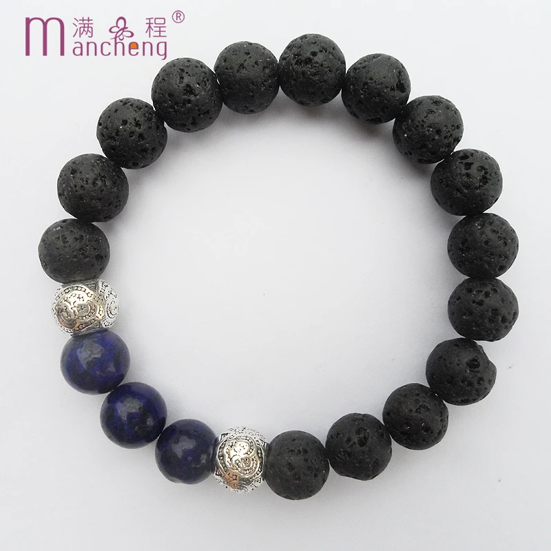 Tiki Official-website Buddha Yoga Prayer Beads Bracelet Women Volcanic Lazurite Ethnic Lapis Lazuli Meditation Male Jewelry