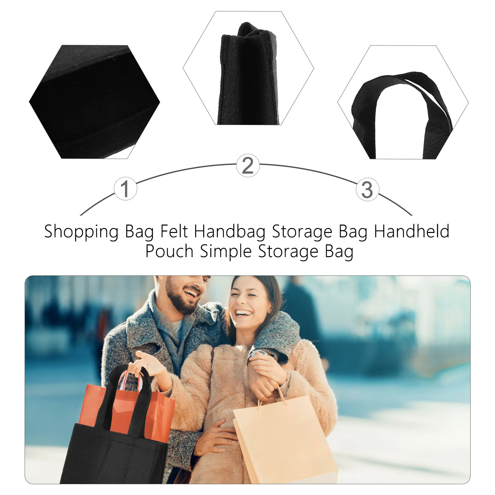 

1Pc Handheld Shopping Bag Felt Tote Bag Eco-Friendly Reusable Storage Pouch Organizer