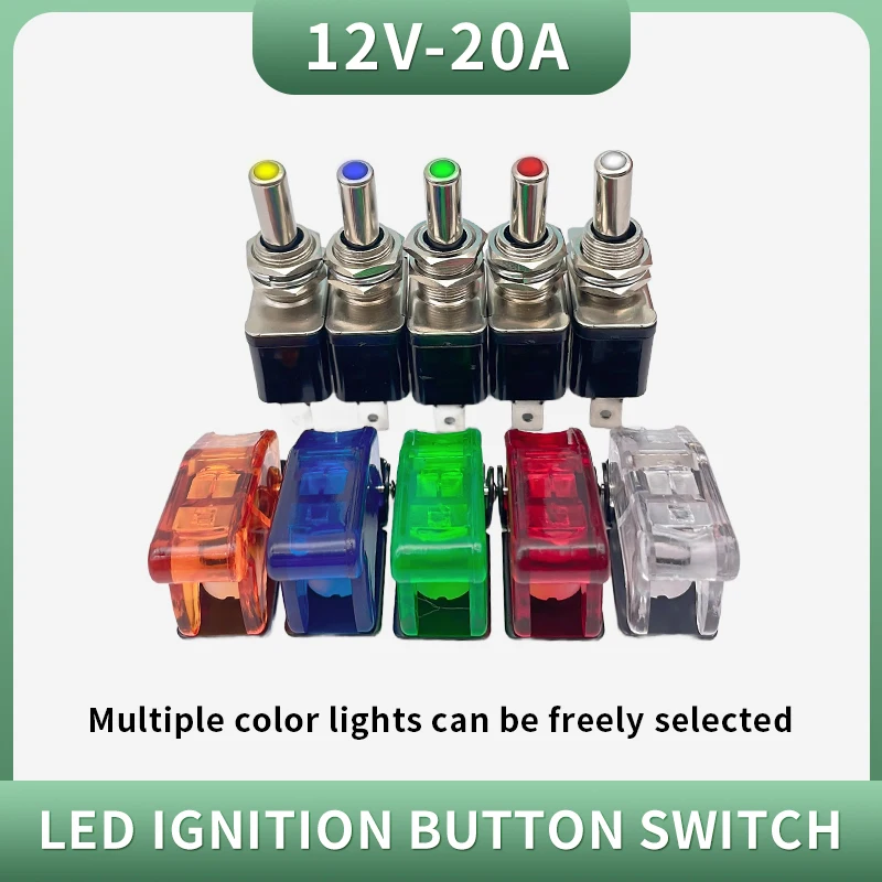 Auto Car Boat Truck Illuminated Led Toggle Switch With Safety Aircraft Flip Up Cover Guard  12V20A transparent