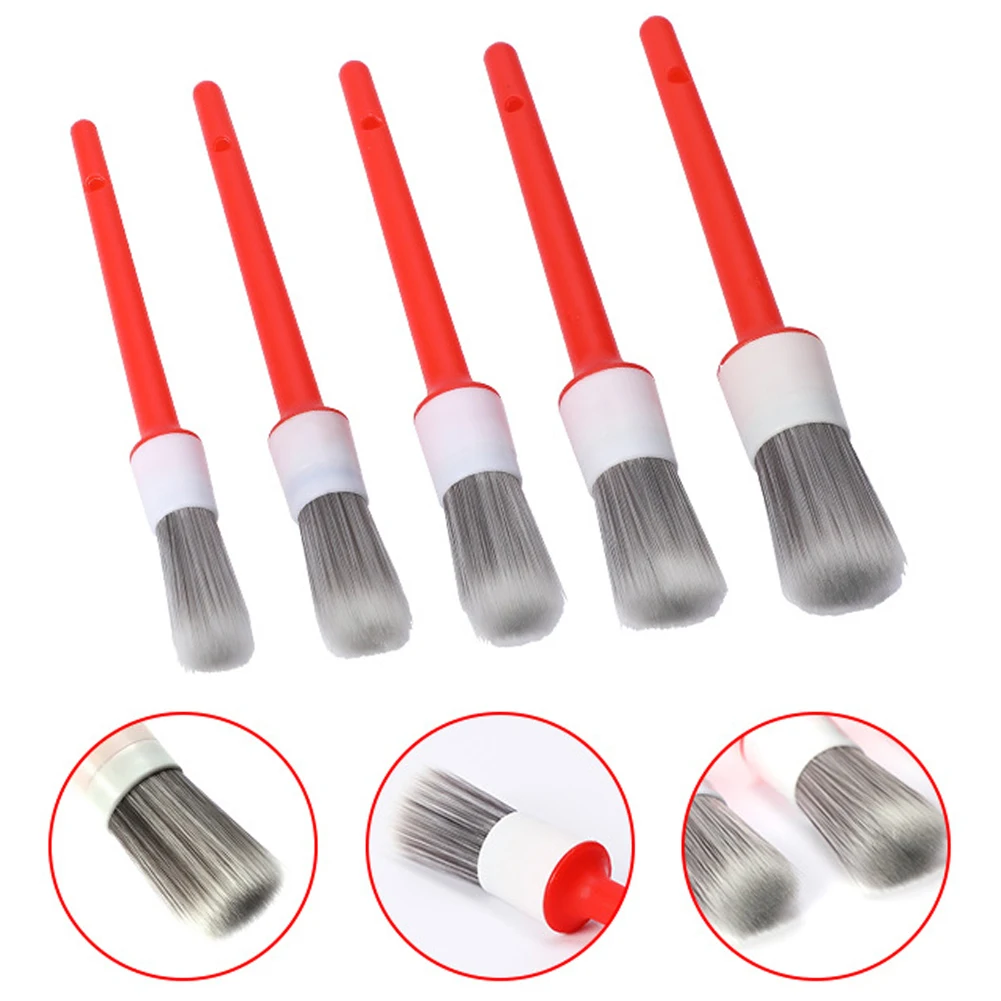 5pcs Car Exterior Interior Detail Brush Boar Hair Bristle Brushes for Car Cleaning Auto Detail Tools Dashboard Cleaning Brush