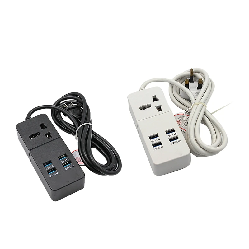 Power Strip Surge Protector With 4 USB And AC Outlets Ports 2500W 10A 6.5 Feet Extension Cord For Home