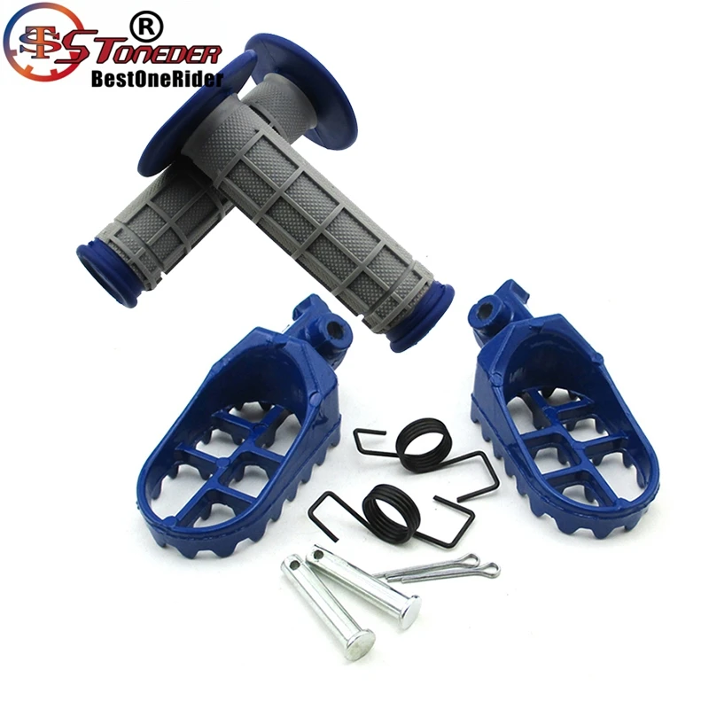 STONEDER Throttle Handle Grips Footpegs For Yamaha PW50 PW80 TW200 TTR90 TTR90E Honda XR50R CRF50 CRF70 CRF80 CRF100F Dirt Bike