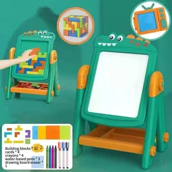 Children's double-sided drawing table, graffiti drawing board, dual-use baby, Russian building blocks, large drawing board toy