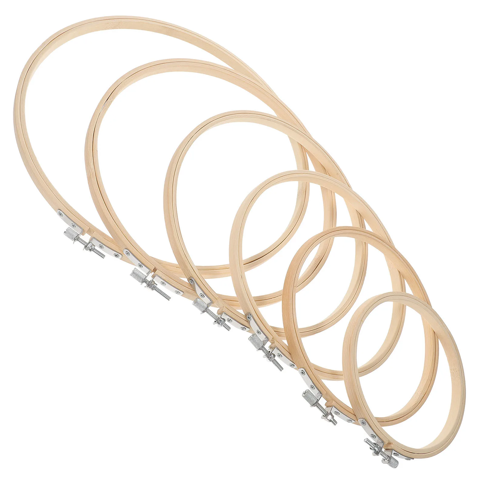 

6Pcs Round Bamboo Embroidery Hoops Multi Size Craft Sewing Frames for Needlework Cross Stitch Home Decoration Embroidery Frame