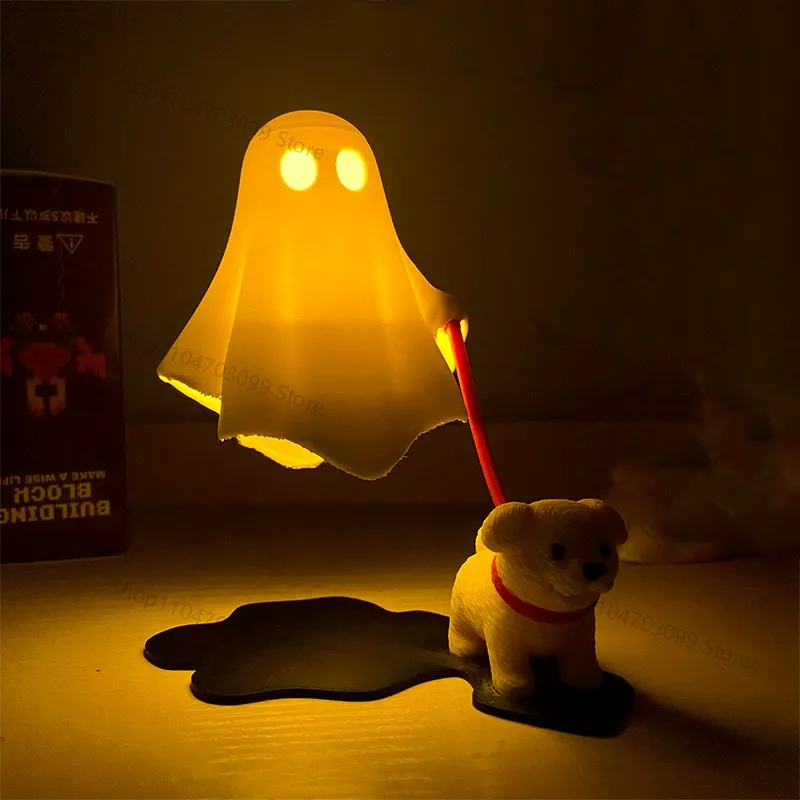 3D Printed Model Ghost With Dog,Cat,Pig Figurine, Funny Cute Ghost Statue Toy Home Decorations, Adorable Ghost Christmas Gift