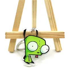Invader Zim Creative cartoon key chain charm metal couple bag car key ring jewelry gift jewelry women's bag key chain toy gift