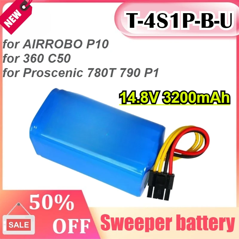 

14.8V 3200mAh for AIRROBO P10 Robot Vacuum Cleaner Battery for 360 C50 for Proscenic 780T 790 P1 Series Sweeper Battery