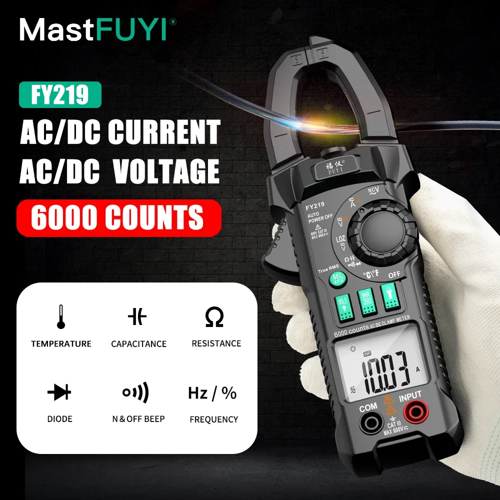 Mastfuyi-digital Clamp Meter Auto Faixa Multímetro True Rms Alta Precisão ac dc Tensão Atual Inrush Atual Teste de Temperatura