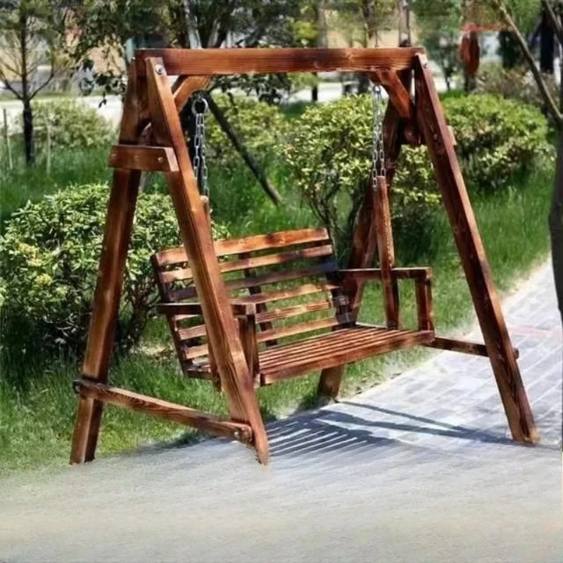 Anti-corrosive Solidwoodswing Outdoor Courtyard Double Rocking Chair Children's Hanging Basket Balcony Swing Indoor Leisure Home