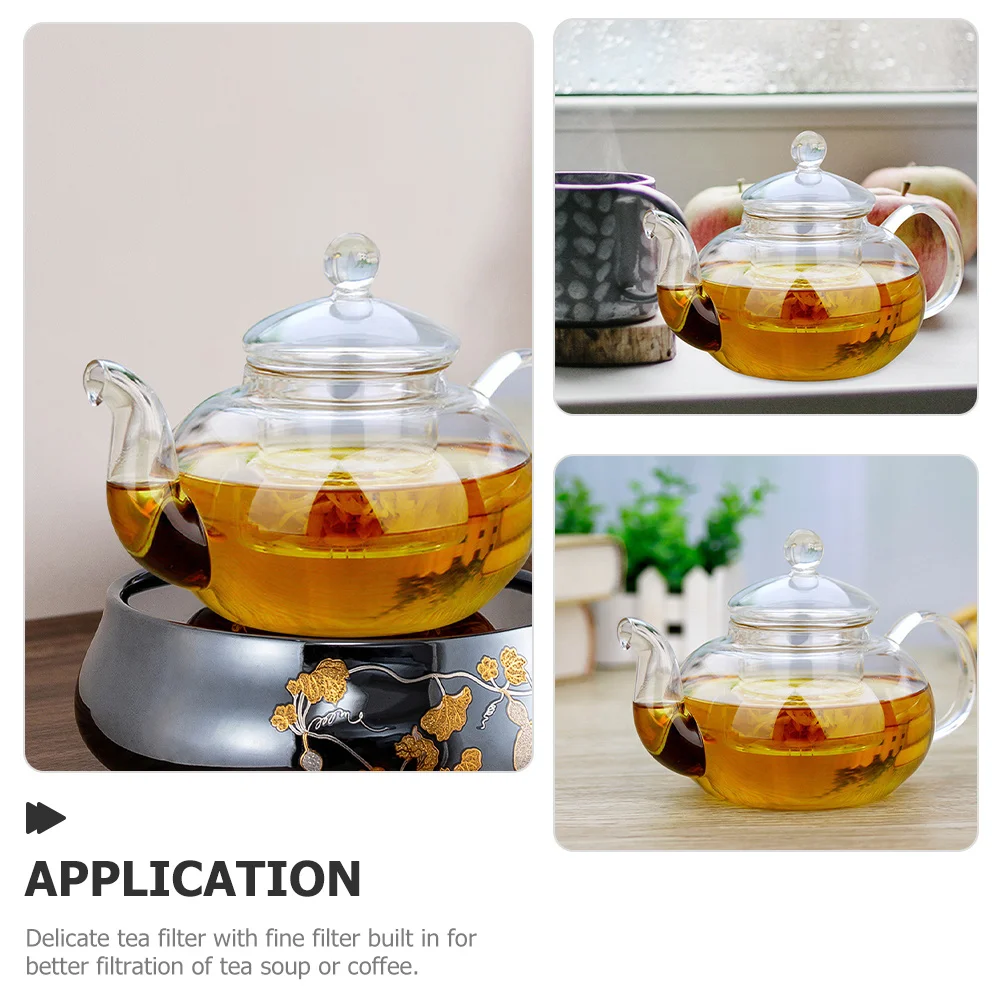 

Thicken Glass Tea Kettle with Infuser for Loose Leaf Tea Small Transparent Teapot Stovetop Brewing Pot for Home Office Use