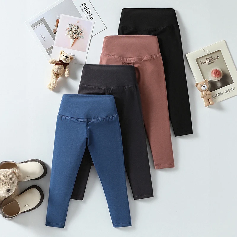 مجموعة من 4/3 قطع من تنورة سراويل القرش عالية الخصر بلون سادة للفتيات مع سراويل يوجا مريحة قابلة للتمدد وبنطلون دافئ #3