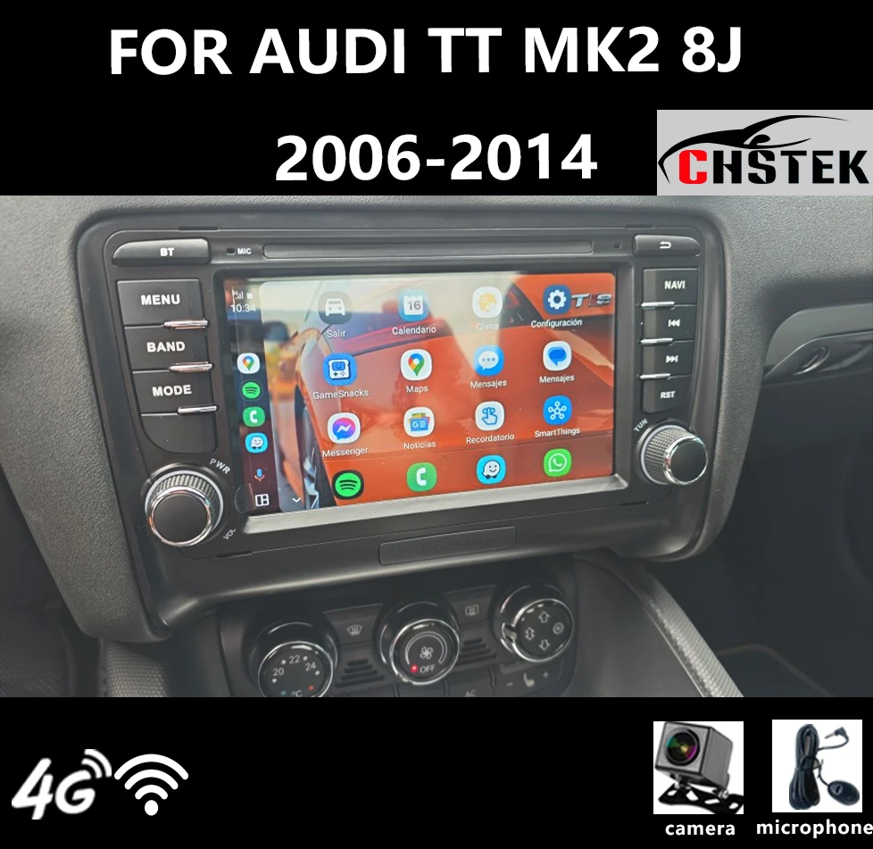 نماذج ترقية السيارة لأودي TT MK2 8J 2006-2014 مشغل أندرويد واي فاي السيارات ستيريو بلوتوث edio وسائل الإعلام شاشات اللمس تجديد التغيير