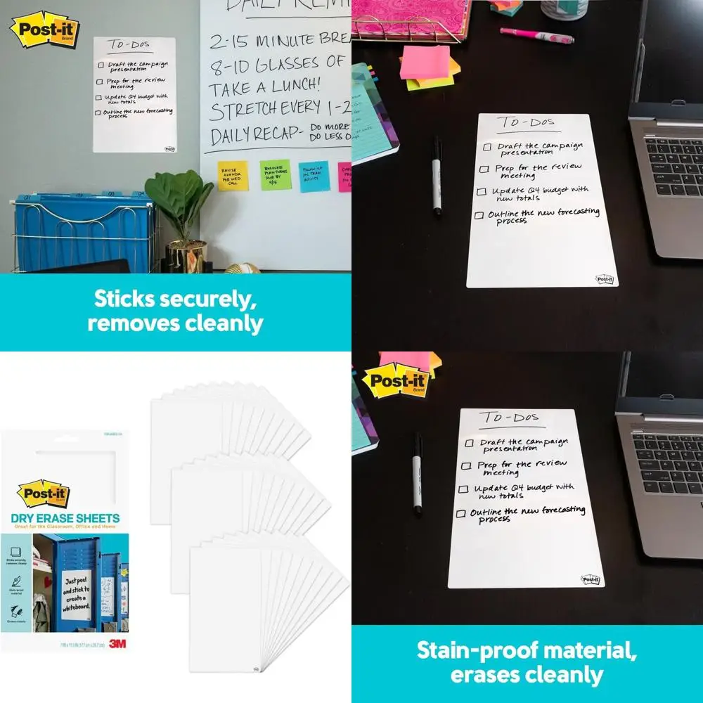 30-Pack Dry Erase Paper, 7x11.3 inches, Secure Adhesion, Easy Removal