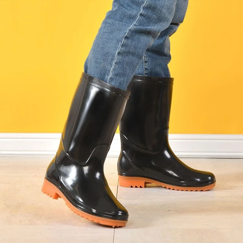 

Износостойкие мужские полувысокие резиновые сапоги, легкие галоши без шнуровки для городской рыбалки, водостойкая мужская обувь