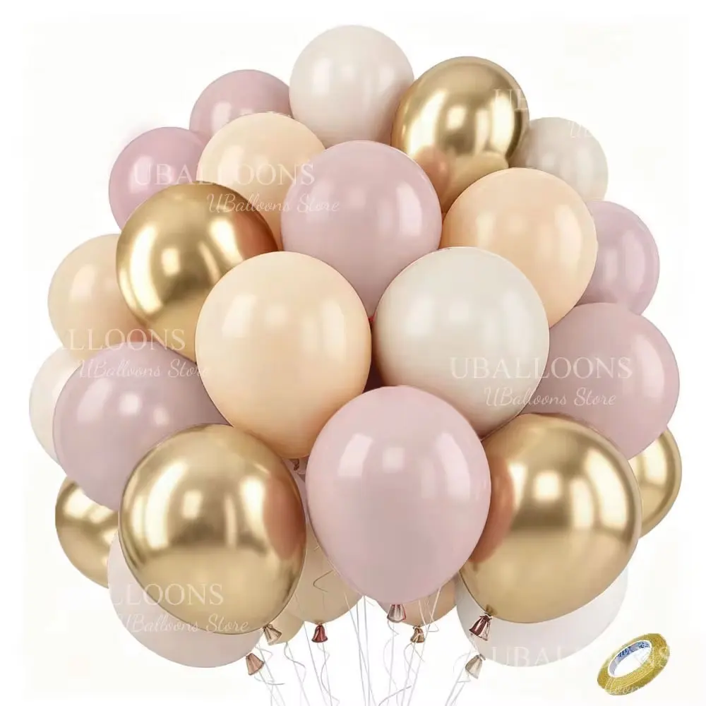 40 Stück weiße Sand-Latex-Luftballons, 25,4 cm, Boho-Sand, weißes Metall, Chrom-Gold-Luftballons für Geburtstag, Hochzeit, Babyparty, Party-Dekoration