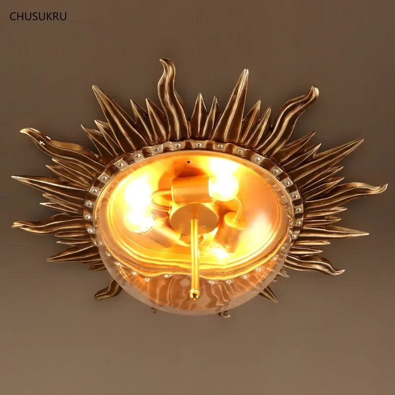 Retro Ceiling Lights creative personality living room bedroom dining decorative lamps Cafe sun Ceiling Lights