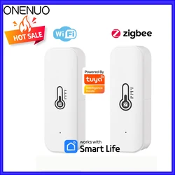 Tuya WiFi or Zigbee Temperature Humidity Sensor Home Connected Thermometer Compatible With Smart Life APP Alexa Google Assistant