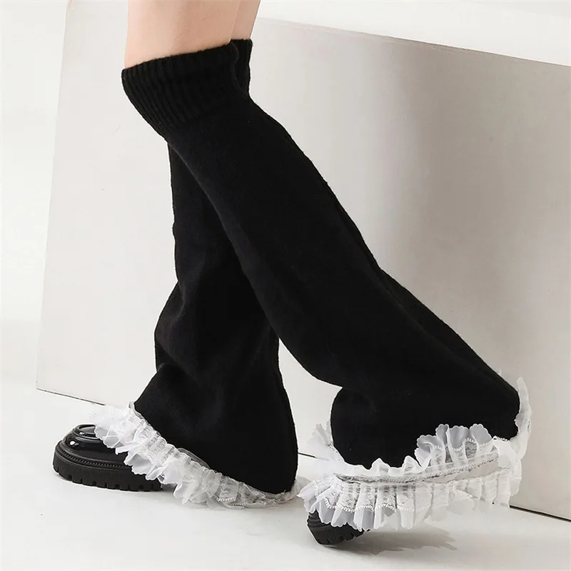 Japanese JK Knitted Lace Leg Socks For Keeping Warm  Student Kneepads Stacked Socks  Spicy Girl Style  Warm Legs Socks