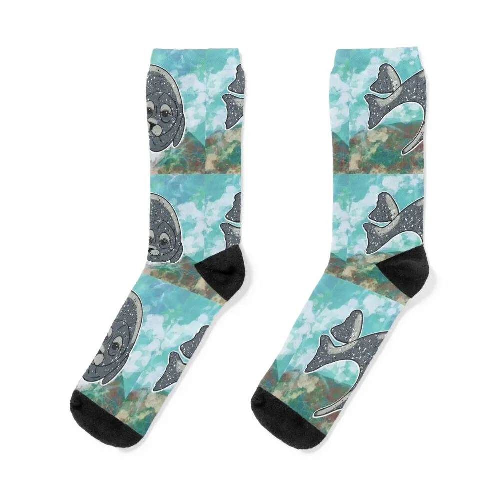 

Harbor Seal Underwater - Digital Painting Socks winter football floor Climbing Socks Women's Men's