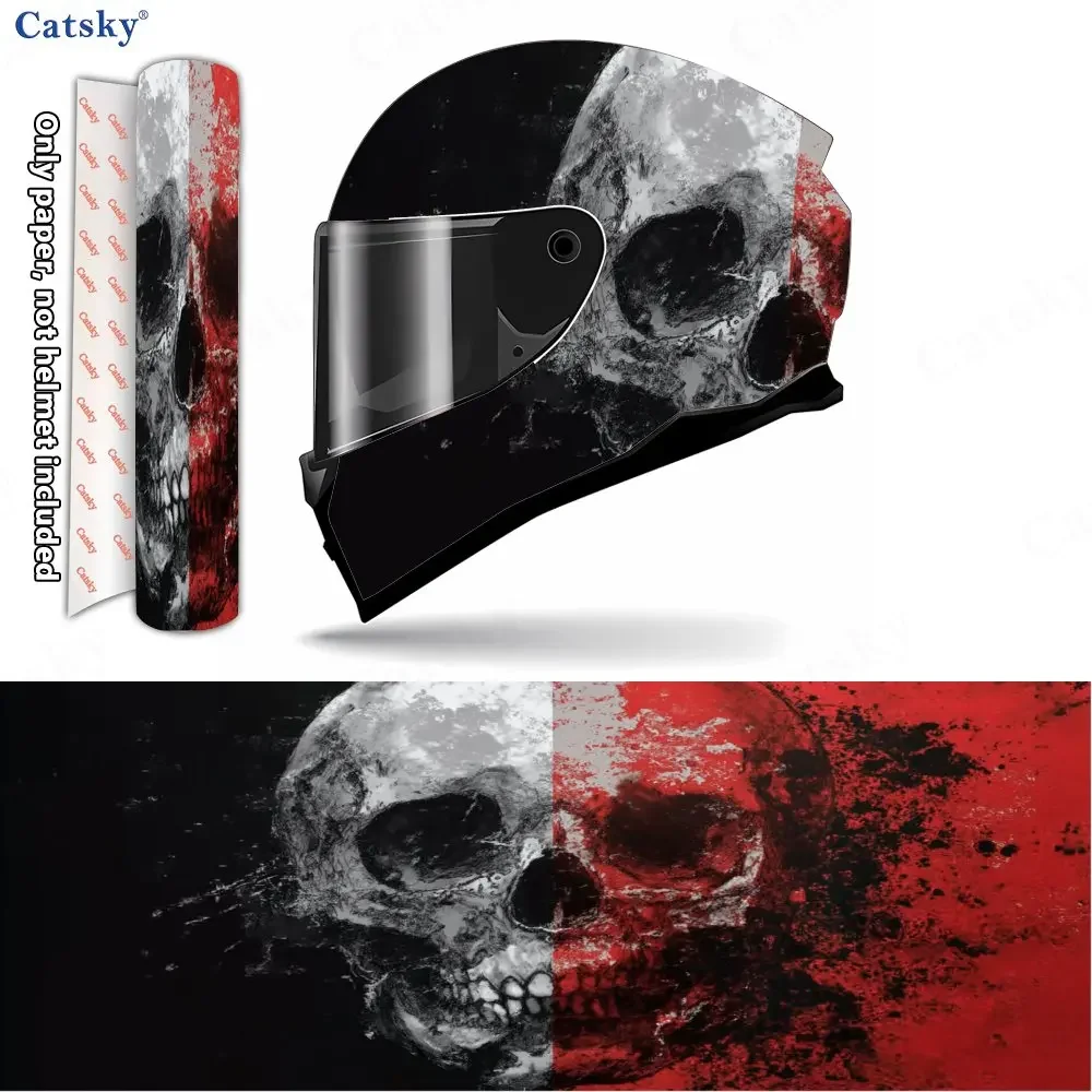 Two-colored Skull PVC material self adhesive waterproof motorcycle helmet sticker, paste firmly and do not fall, waterproof and