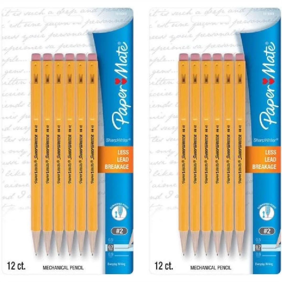 

Paper Mate SharpWriter Mechanical Pencils 0.7mm HB #2 Yellow 24 Count for School Office Writing