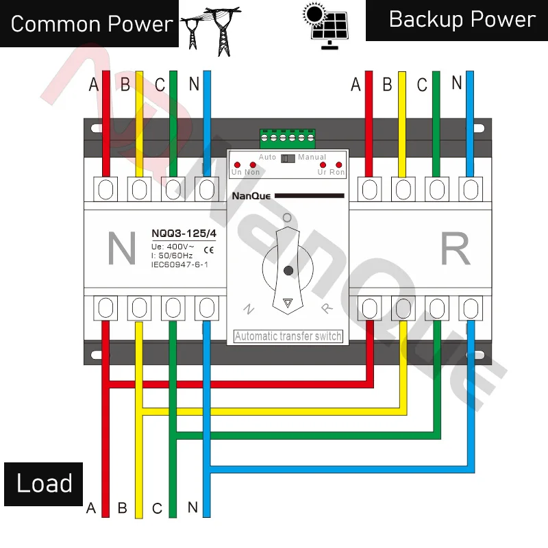 AC230V 400V ATS 2P Dual Power Automatic Transfer Switch 4P Three Phase ATS 40A 63A 100A 125A Switch CB Class Manual Change Power