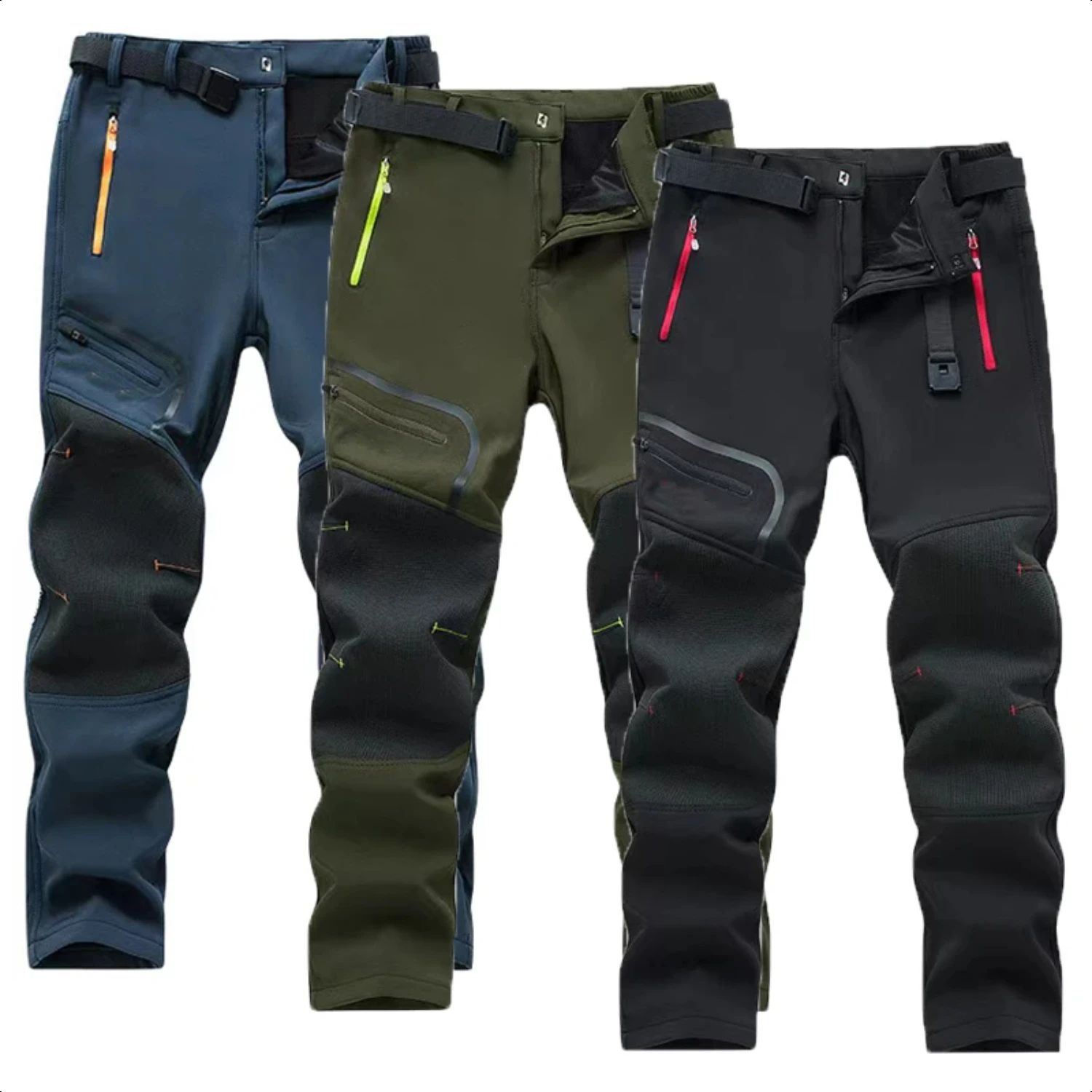 Men's Elastic Fleece Winter Warm Pants for Outdoor Activities