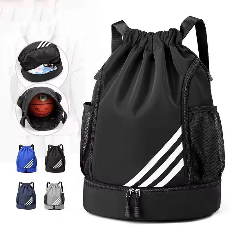 Minimalist Lightweight Sports Drawstring Backpack,Striped Large Capacity Swing Storage Bag,Unisex Simple Design Travel Bags