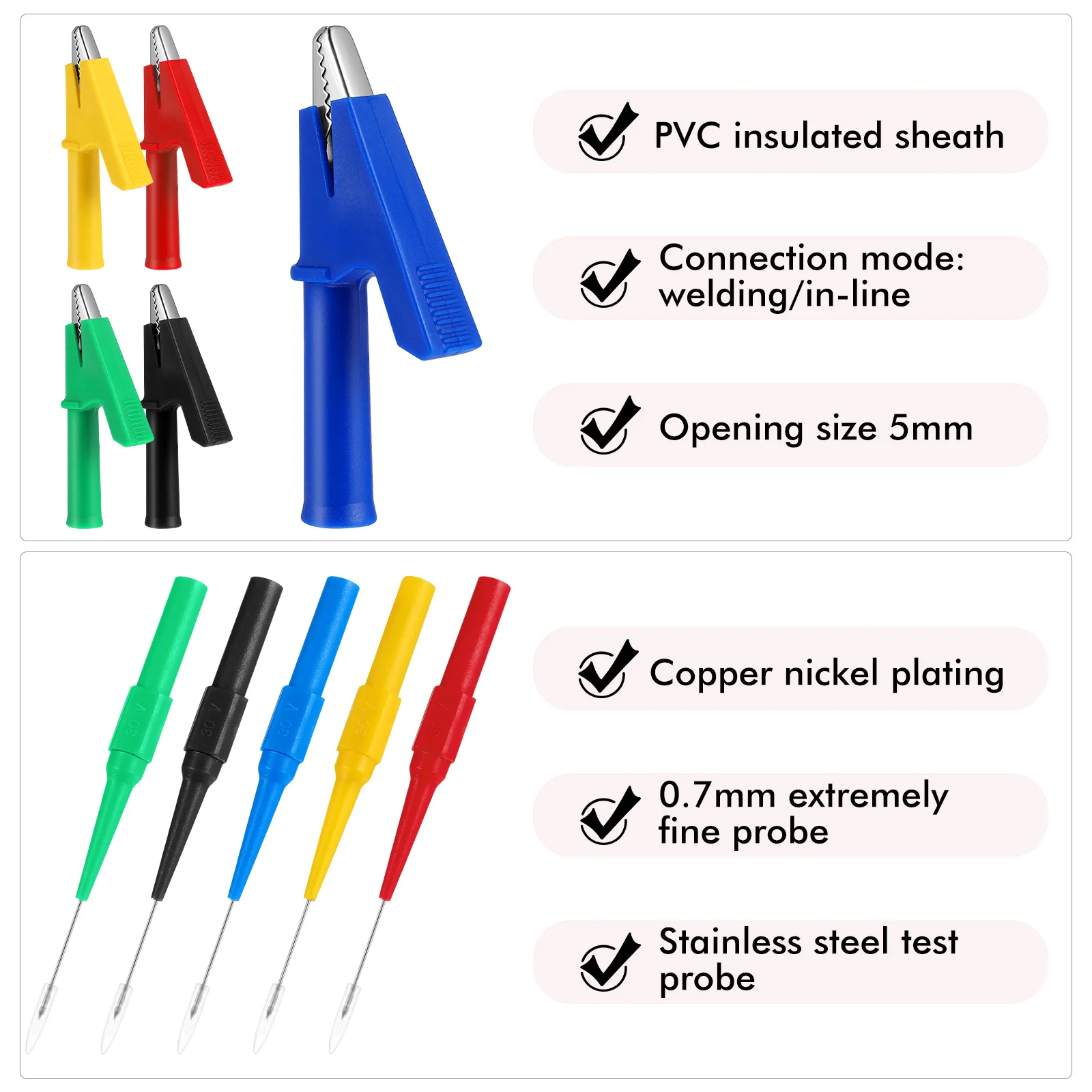 

1 Set Multimeter Test Leads Clips Probes Kit Electrical Testing Equipment Safe Insulated Alligator Clips Banana Plug Compatible