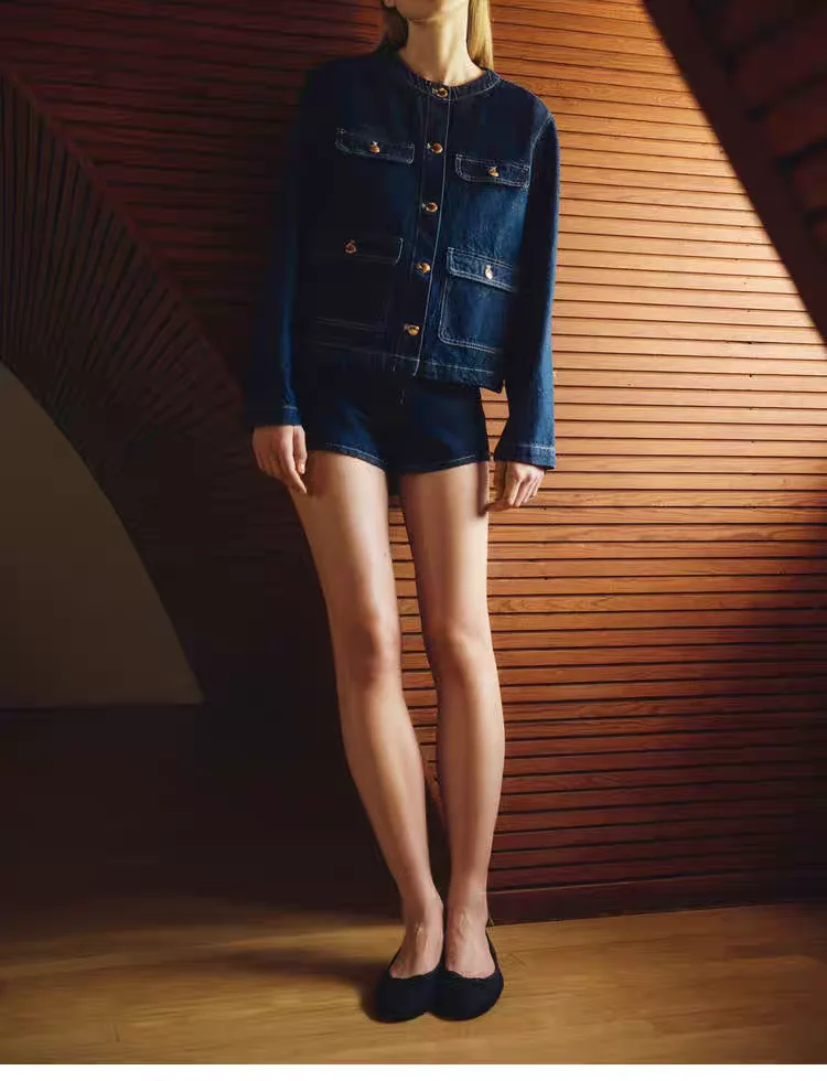 

Новые осенние женские джинсовые куртки из хлопка с откидной крышкой, длинные све, круглые Ne, повседневная верхняя одежда, свободная посадка для женщин