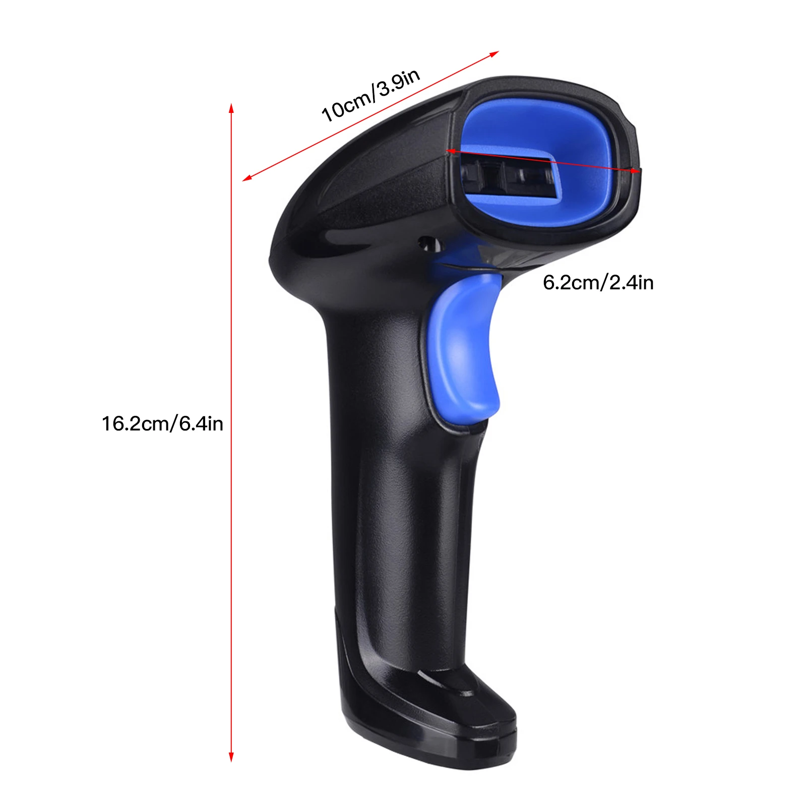 Scanner de código de barras sem fio 2 em 1, 2.4g e scanner de código de barras com fio usb, leitor automático de código de barras 1d portátil com recarregável