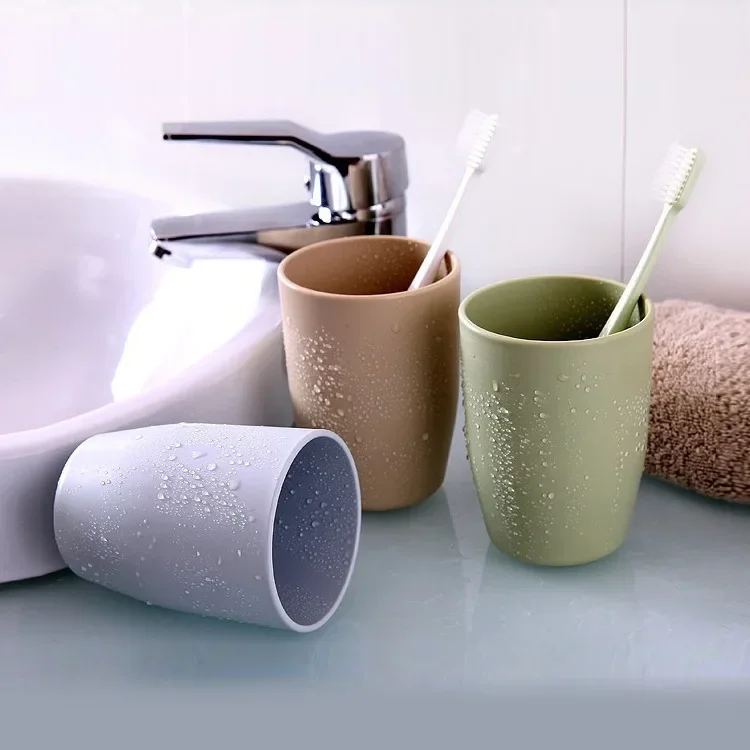 Simple Fashion Family Wash Mouth Cup Plain Plastic Brushing Cup Couple Toothbrush Cup