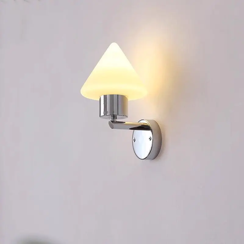Retro aluminum glass wall lamp, simple aisle mirror bedside ambient light