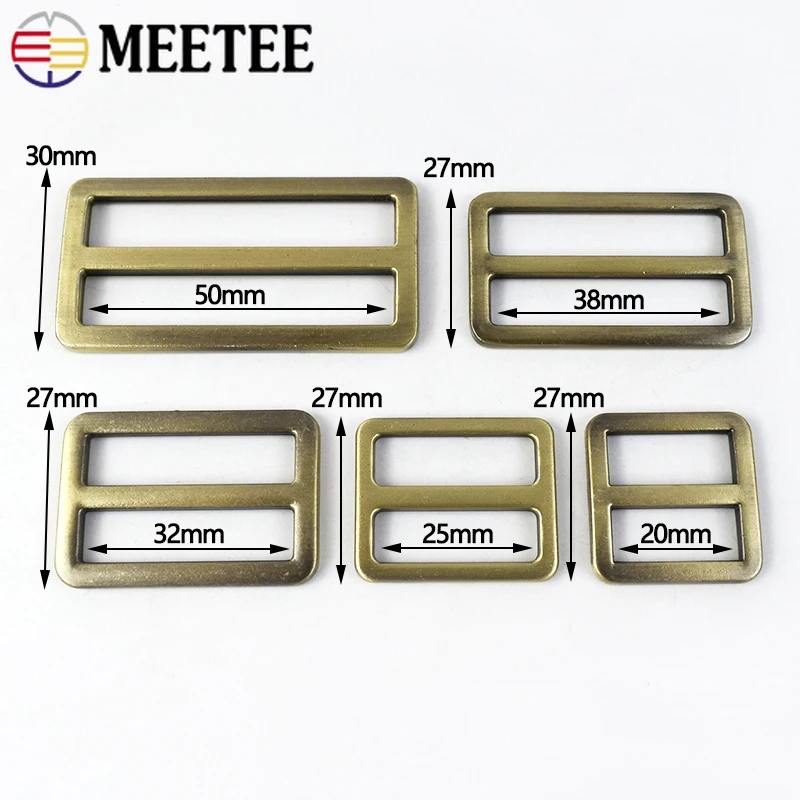 5Pc Meetee 16-50mm fibbia per cintura in metallo fibbie Tri-Glide cinturino per borsa moschettone anello cinghie per cinghie di regolazione chiusura