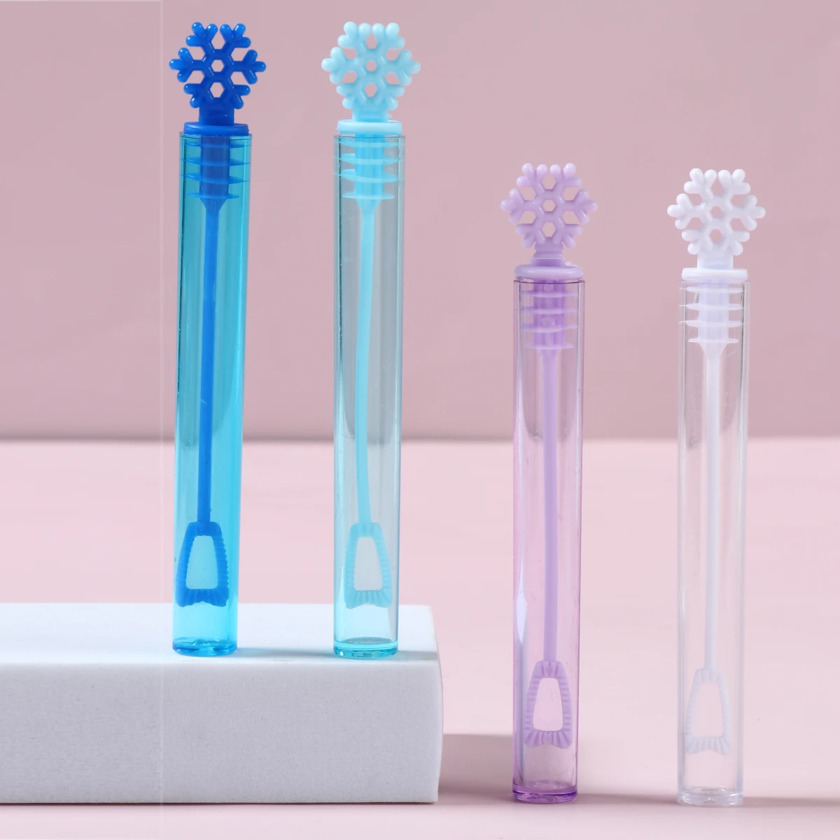 Snowflake Bubble Tube Toy Crown Bow Wand Tube Including Soap Water Baby Shower Wedding Birthday Party Decor Christmas Gift