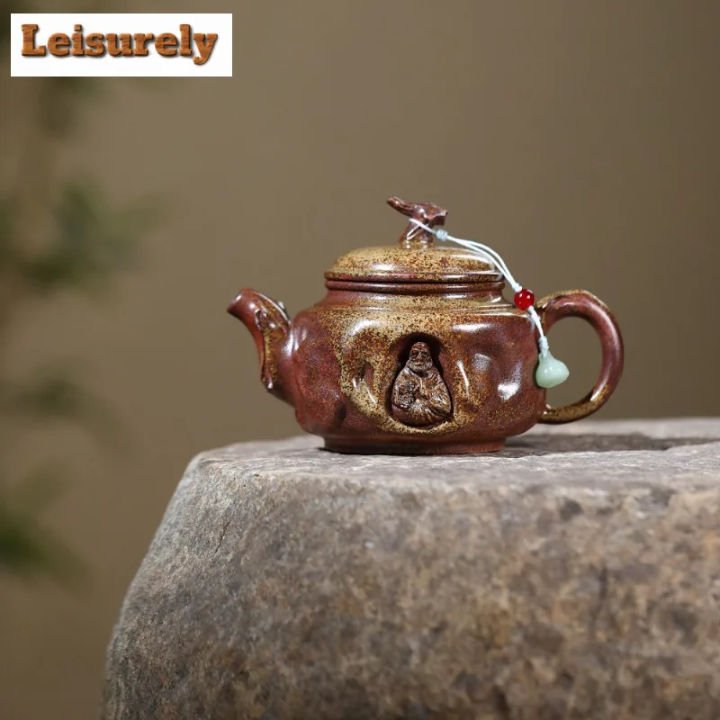 

320 мл древние фиолетовые глиняные чайники Исин ручной работы Bodhidharma горшок из необработанной руды фарфоровый грязевой чайник китайский чайный сервиз Zisha