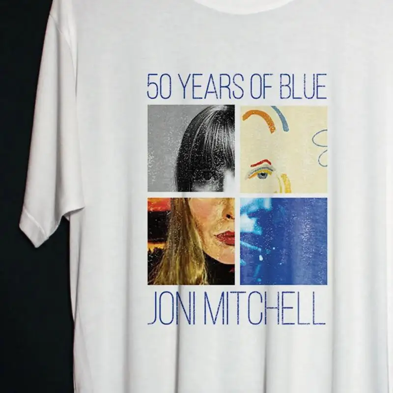 تي شيرت 50 عامًا من Blue Joni Mitchell Concert Tour باللون الأبيض بجميع المقاسات Ag1482 #1