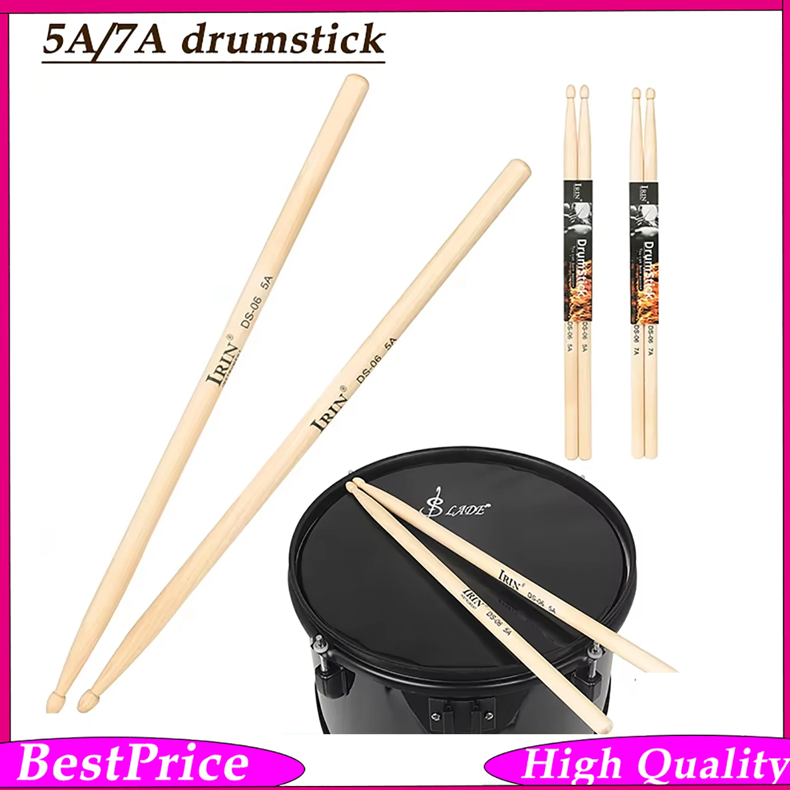 IRIN Maple Jazz Drumsticks 7A/5A Professional Drum Sticks for Drum Stands Percussion Instrument Parts for Performances