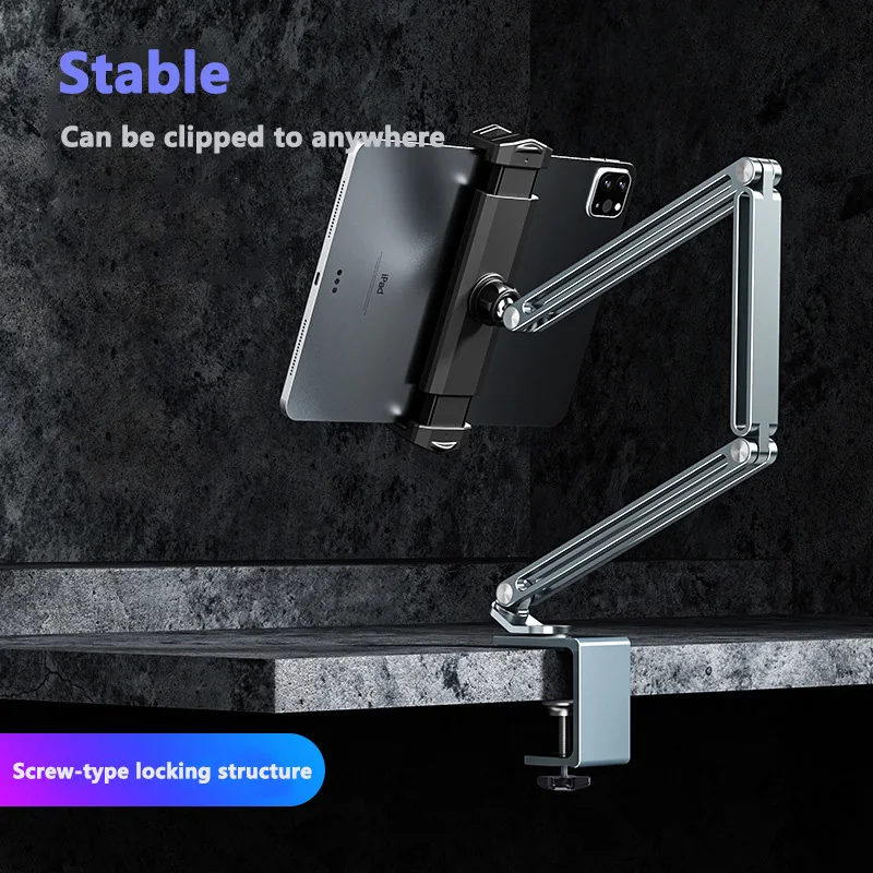 Tablets and phones rotatable long-arm metal stand adjustable,  for iPad Pro  Xiaomi tablets and other devices 4 to 13 inches.