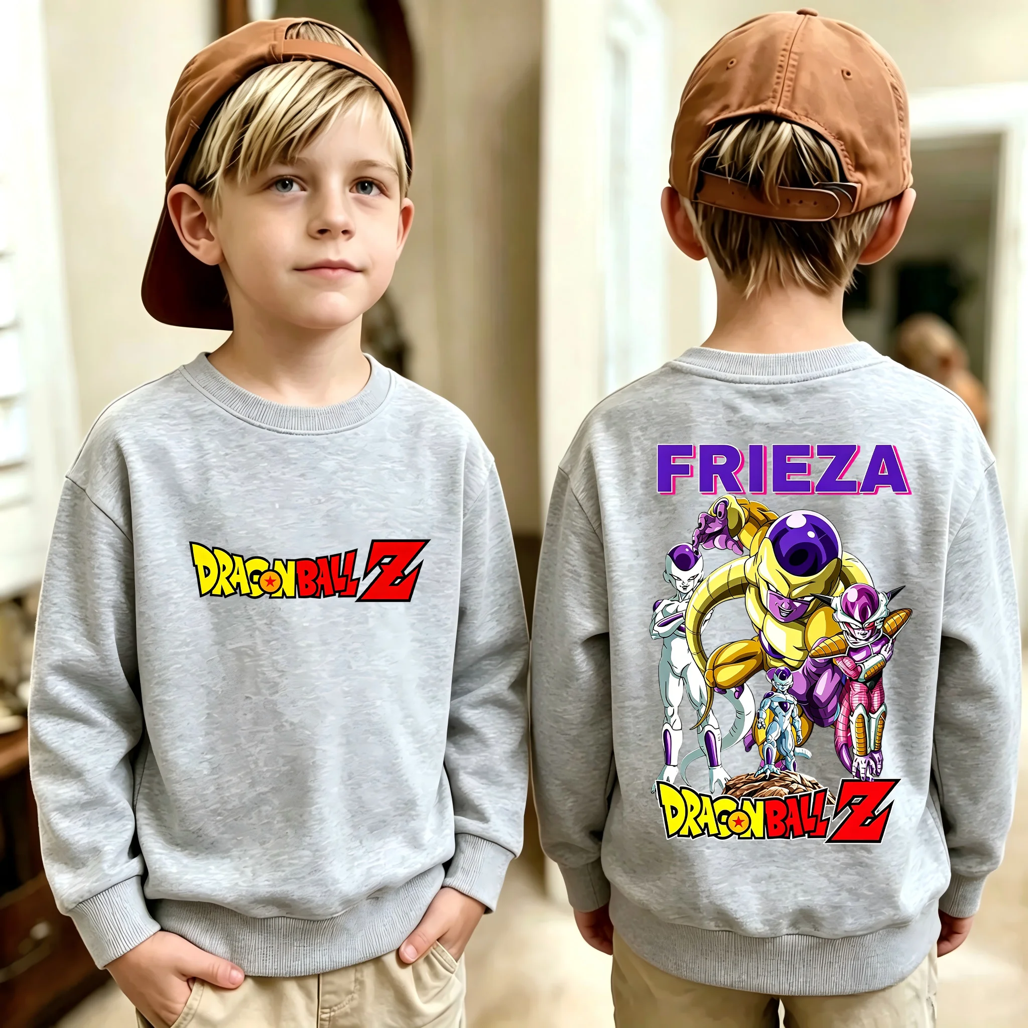 New for Autumn/Winter 2026: A Cute, Casual, and Fun *Dragon Ball* Crew-neck Sweatshirt for Kids Featuring A Majin Buu Print.
